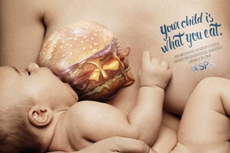"Твой ребенок то, что ты ешь" - мощная кампания призывающая мамочек к здоровому питанию