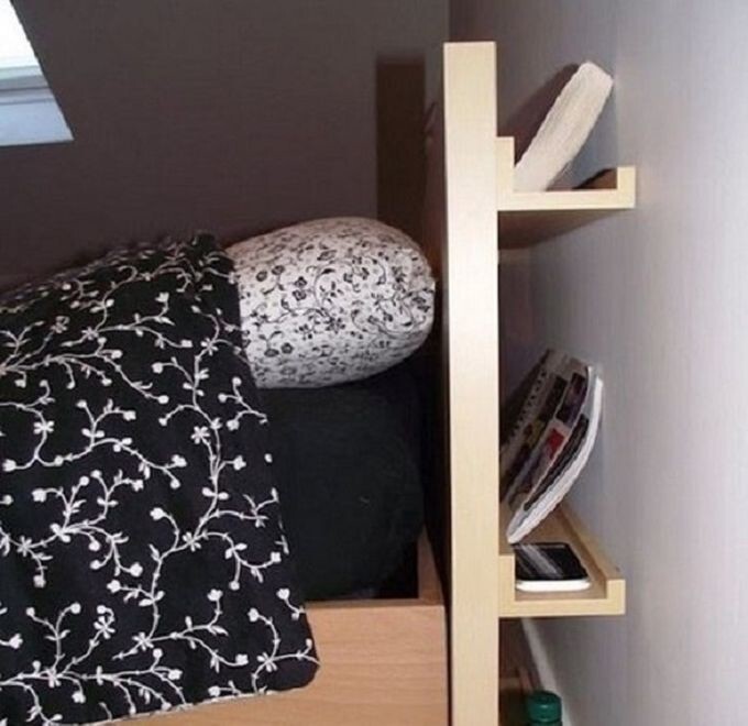 5. Очень удобная зона для размещения книг и мелочей за спинкой кровати