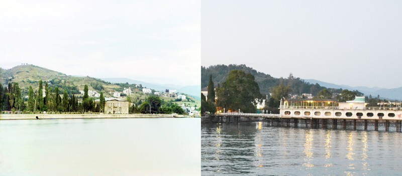 Сухум с моря в 1912 и 2015 годах