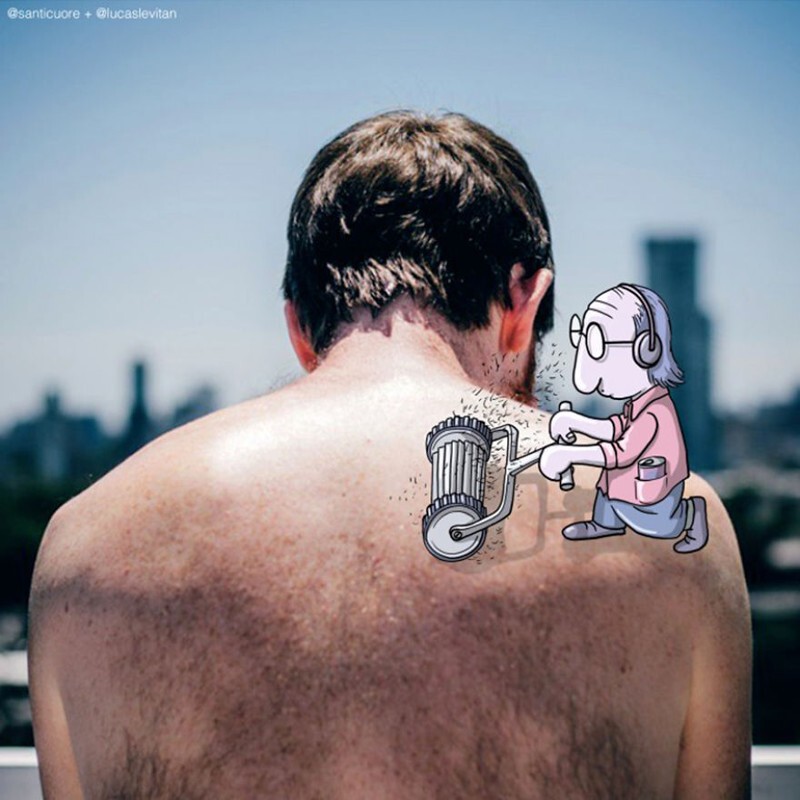 Дополненная реальность: иллюстратор Лукас Левитан дорисовывает чужие фотографии в Instagram