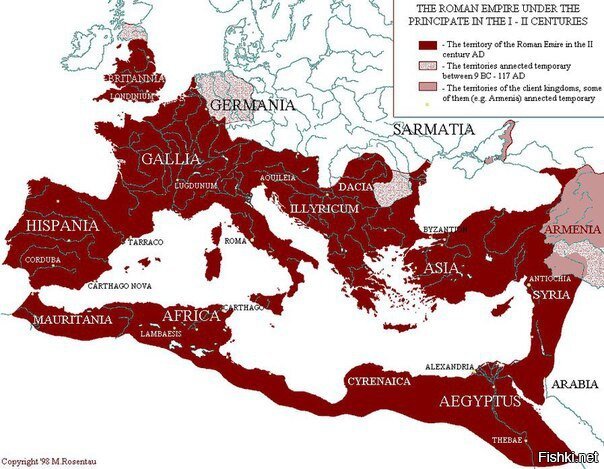 Карта Римской империи на пике ее могущества
