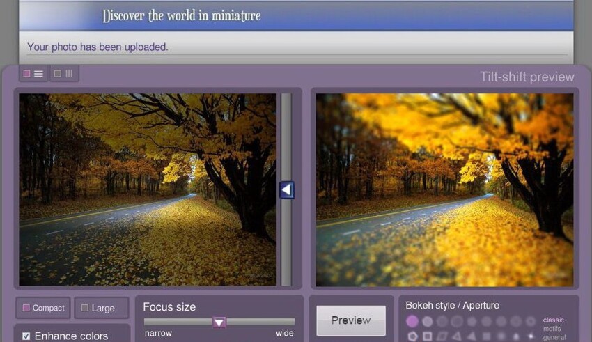 1.  Tiltshiftmaker — это онлайн-сервис, позволяющий наложить на загруженное фото популярный эффект «title-shift».