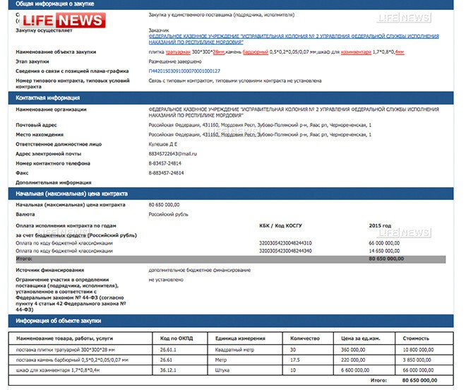 ФСИН Мордовии закупит 10 шкафчиков для швабр на 66 млн рублей.