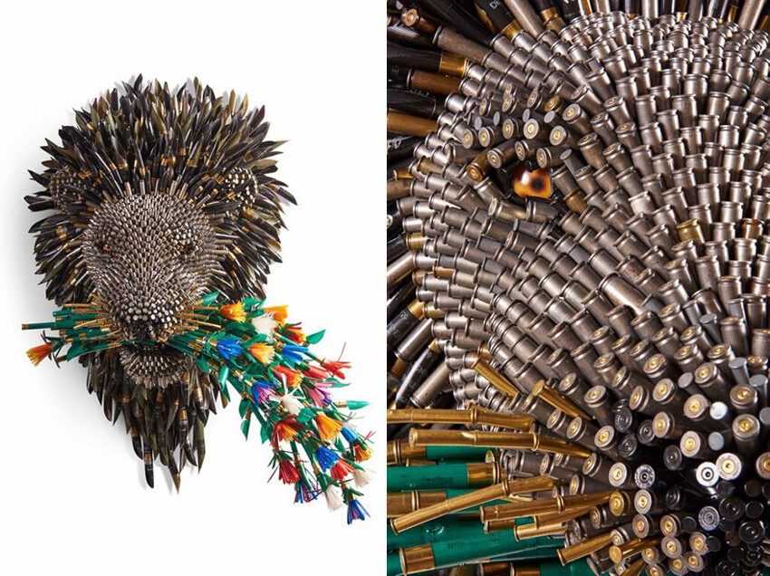 Животные в доме без единого убийства: художник создаёт животных из тысяч пуль