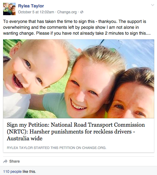 А тем временем мама ребенка подала петицию с требованием ужесточить наказание для неосторожных водителей.
