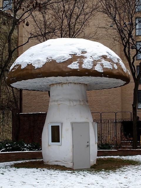 Хоть и не жилые, но очень милые домики в виде грибов
