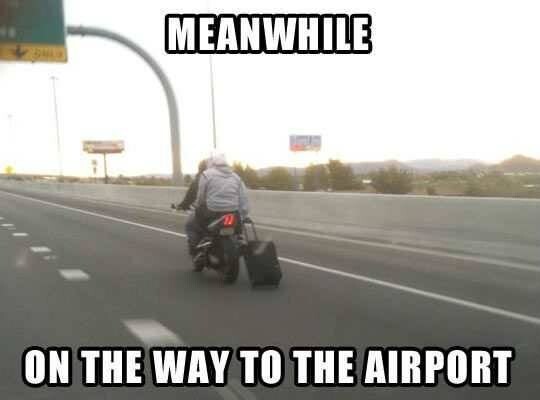 12. Тем временем по дороге в аэропорт, когда только друг с мотоциклом согласился вас подвезти...