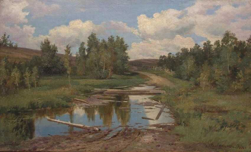 Лесной пейзаж. Дорога. 1876г.