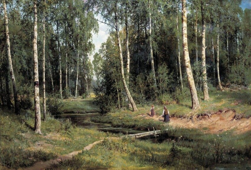 Ручей в березовом лесу 1883г.