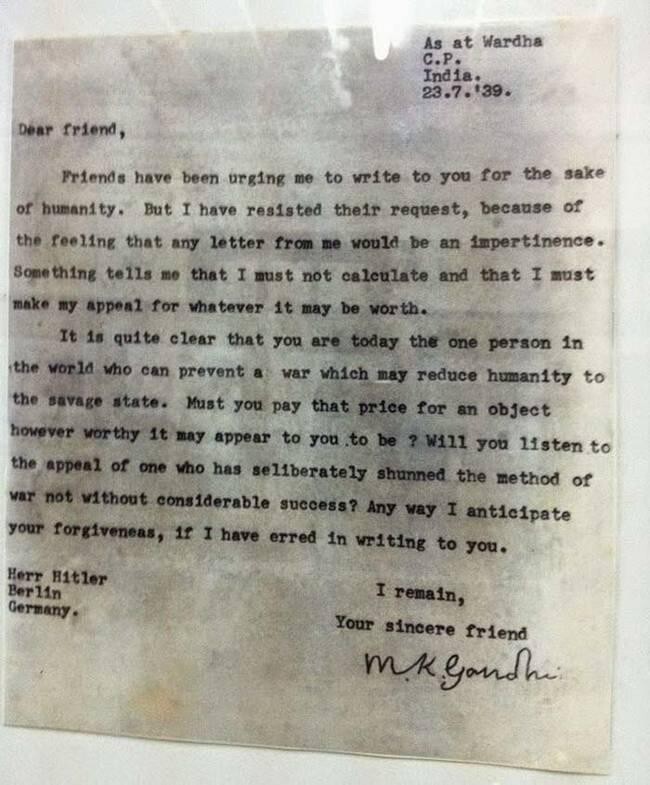 Письмо Махатмы Ганди Адольфу Гитлеру, 1939
