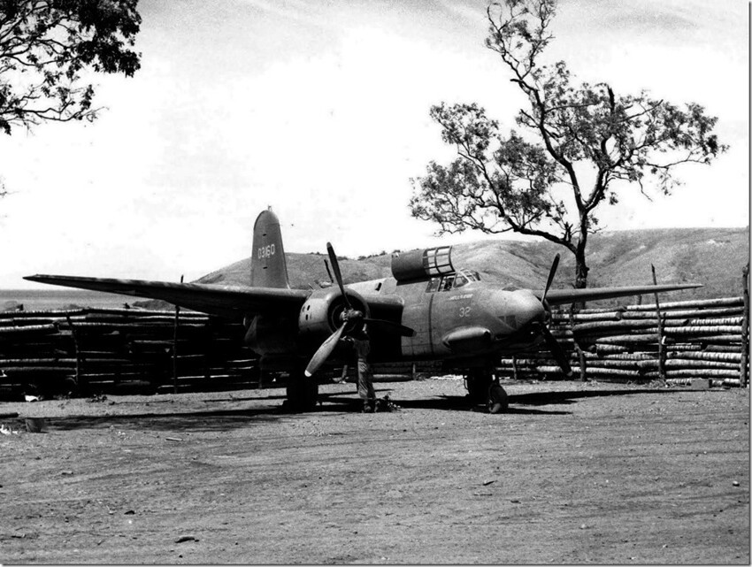 47. Американский лёгкий бомбардировщик А-20 на стоянке полевого аэродрома