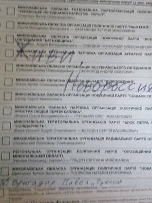 Что пишут на бюллетенях для голосования на Украине