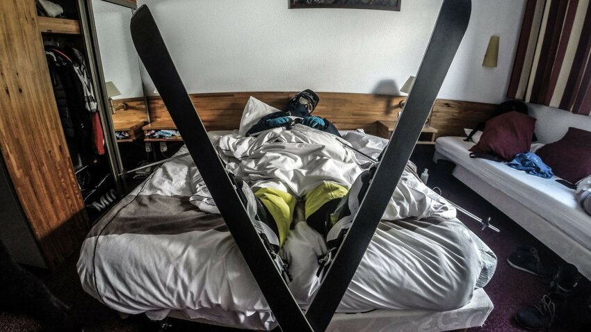 А потом я лыжи снял