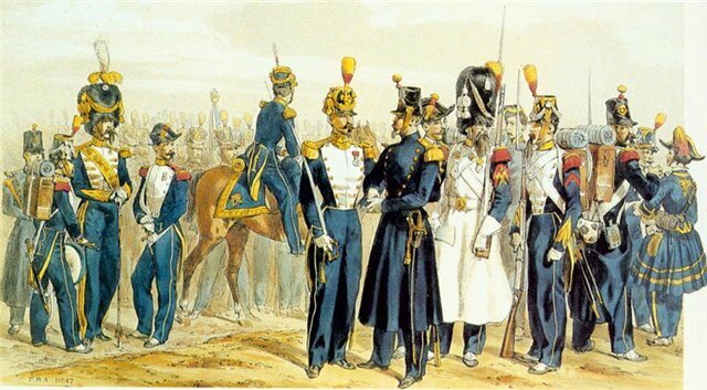 Картинка с изображением военной формы времен Крымской войны 1853-56 годов: