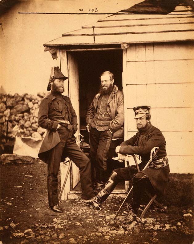 Captain Ponsonby, Captain Pearson & Captain Markham, on the staff of Sir George Brown. 