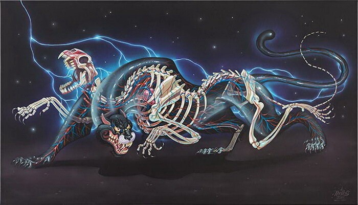 Художник показывает животных под рентгеновским излучением