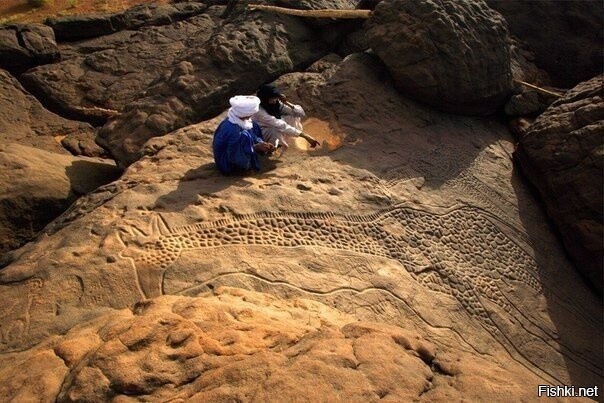 8-тысячелетнее изображение жирафа, вырезанное на камне в ДаБоусе, Нигер
