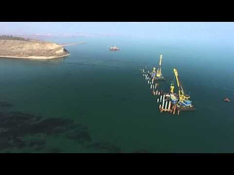 Новое видео строительства технологического моста через Керченский пролив 