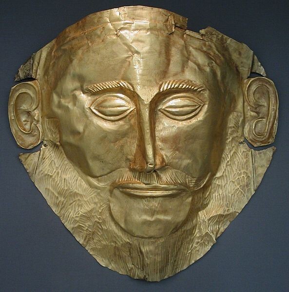 Золотая «маска Агамемнона», крито-микенская культура, XVI в. до н. э.