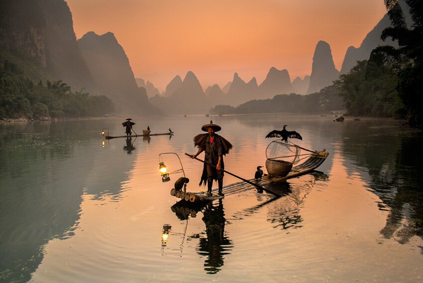 Рыбаки. Река Гуйлинь, Китай, 2013