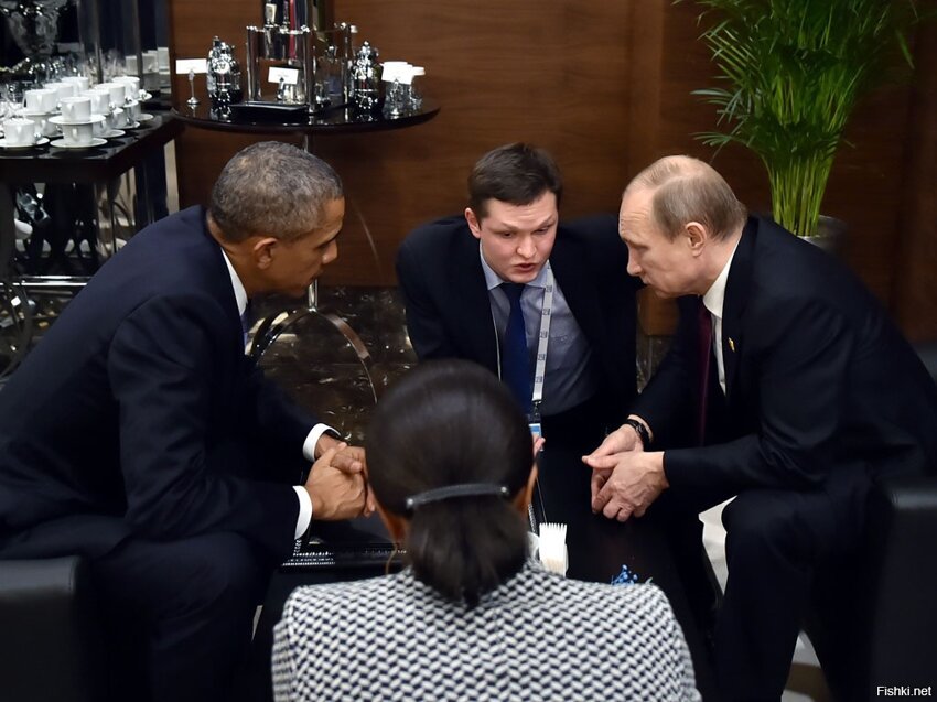 Случайная встреча Путина и Обамы, случайно американцы взяли толмача по русски