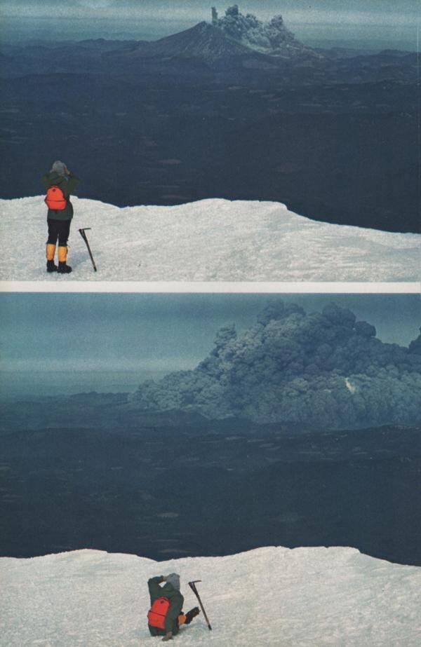 Снимает извержение вулкана