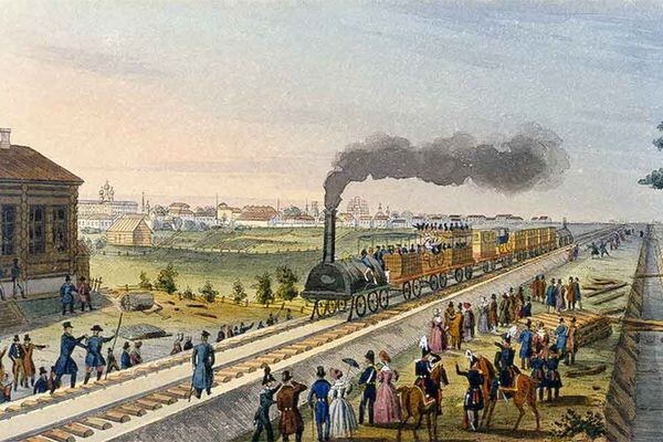 Царскосельская железная дорога. Раскрашенная литография. Фото: Wikipedia.org