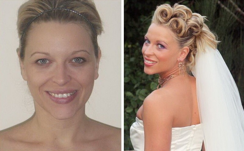 Невесты до и после нанесения макияжа 
