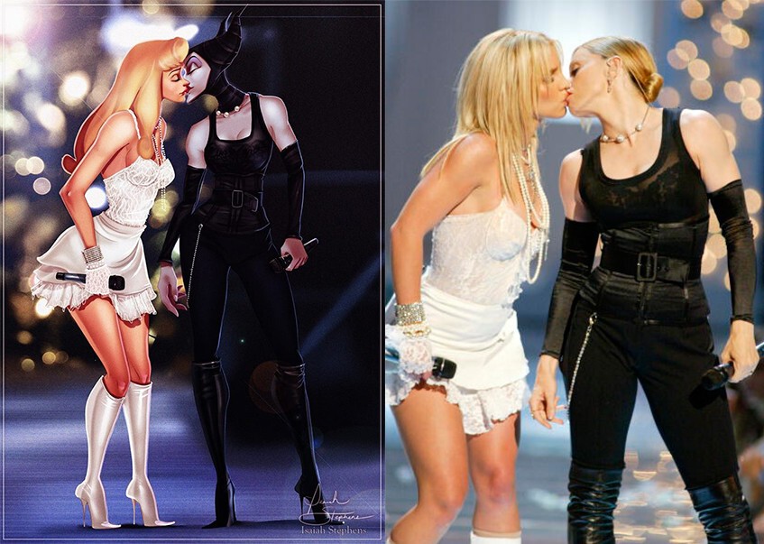 Аврора и Малефисента  поцелуй на Video Music Awards (2003)