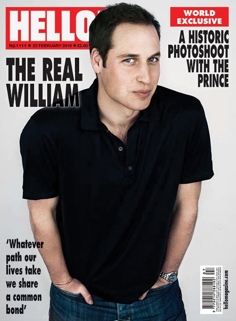 Принц Уильям на обложке журнала Hello! от 22 февраля 2010 года.
