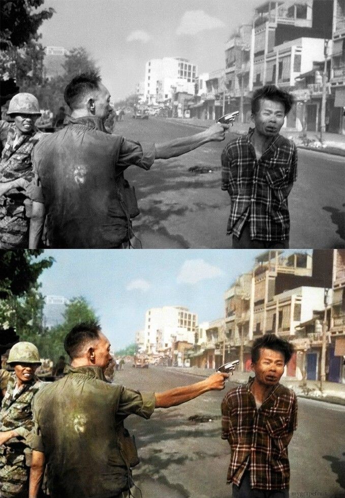 Шеф полиции Южного Вьетнама казнит на улице Сайгона офицера Вьет-Конга, 1968 г.