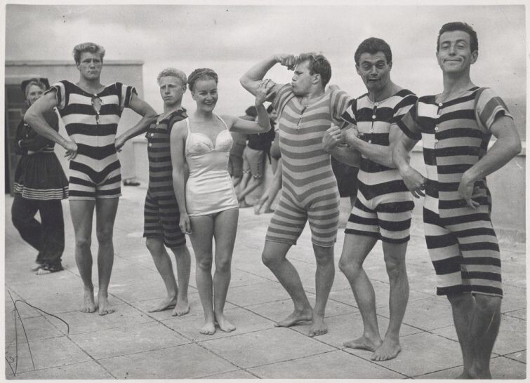 Пляжная одежда, 1945-1950 годы.