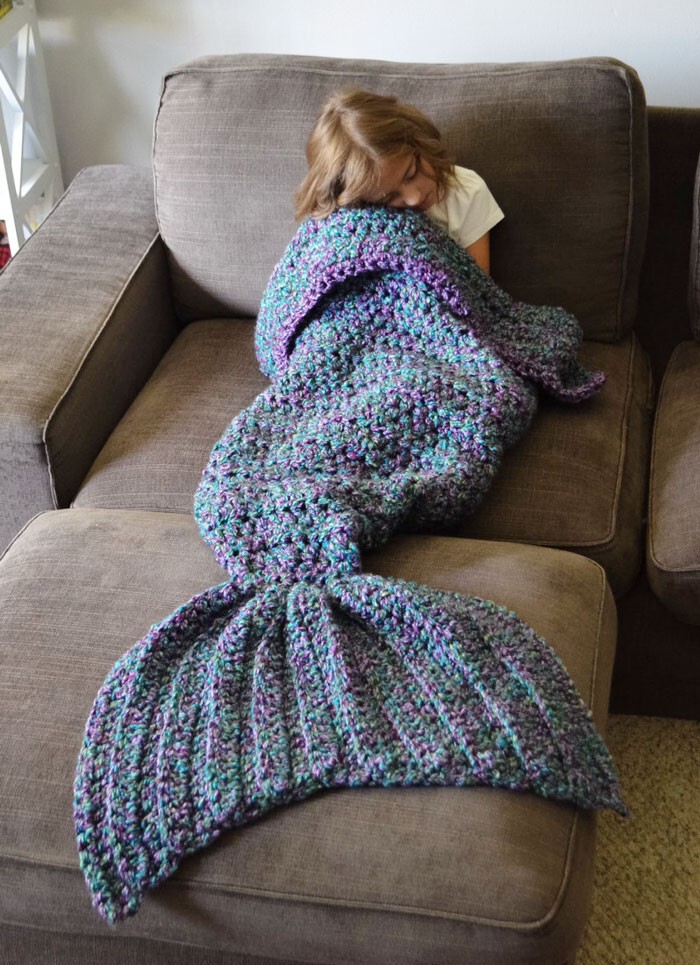 Вязаные одеяла в виде хвоста русалки от Мелани Кэмпбелл