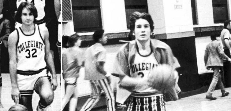 Дэвид Духовны играет в баскетбол в школе, 1970-е