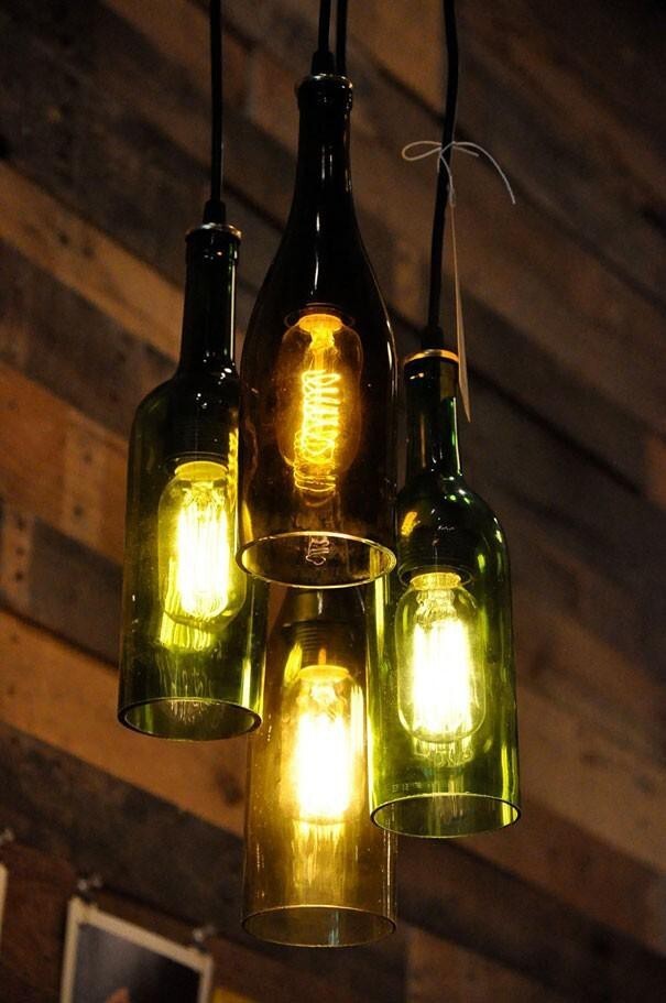 Лампы из бутылок.