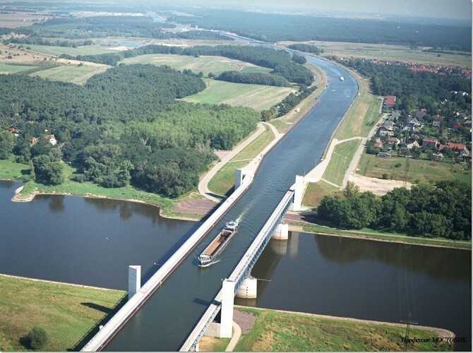 Магдебургский водяной мост в Германии.
