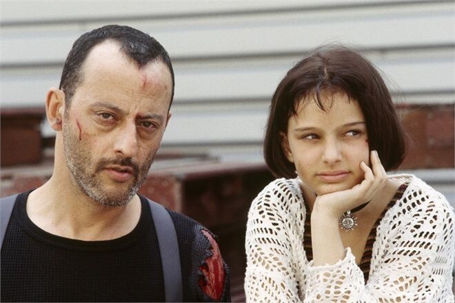 Натали Портман и Жан Рено на съёмках фильма «Леон», 1994 год   