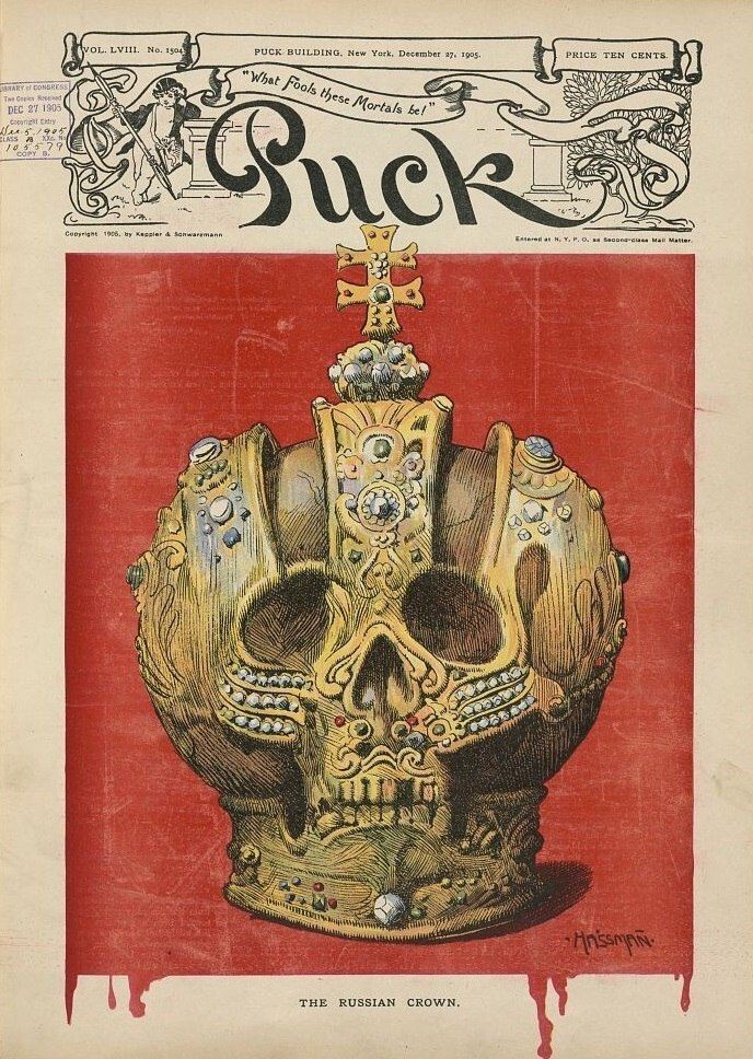 Обложка журнала "Puck" по случаю Первой русской революции, 1905 год
