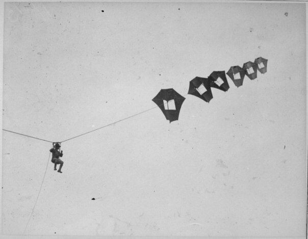 Испытание воздушных змеев в качестве наблюдательного пункта. США, Массачусетс, 1917 год