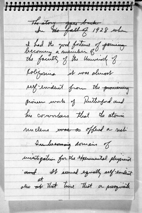 Записки Эрнеста Лоуренса по теории циклотрона. Morgue 1958-8 (P-78) © 2010 The Regents of the University of California, Lawrence Berkeley National Laboratory