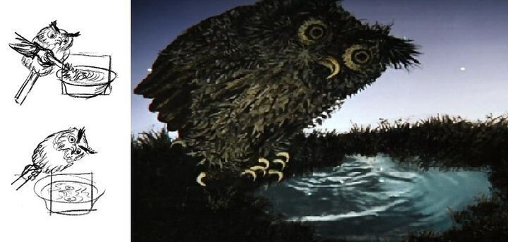 Схема кинозаготовки "Отражение филина в воде", 1975 г., 2003 г., Юрий Норштейн.