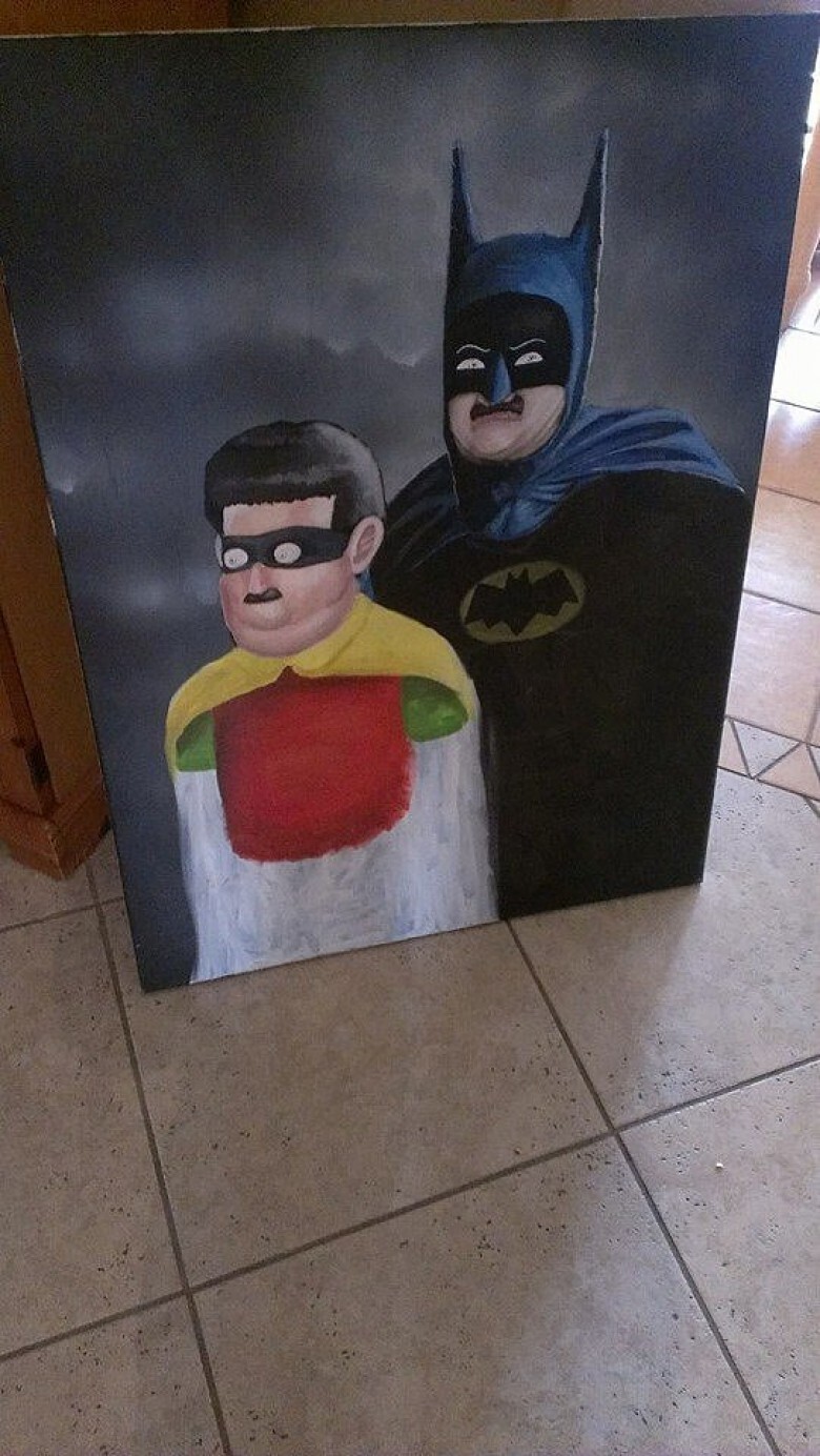 12. Бэтмен и Робин, нарисованные масляными красками