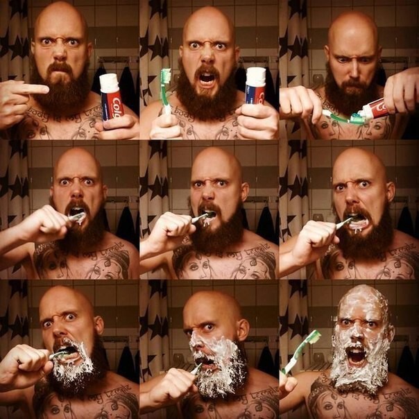 Как чистят зубы настоящие мужики!