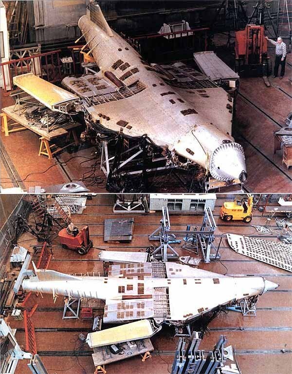 Сборка модели-прочностного аналога Ту-160 в масштабе 1:3 на ММЗ "Опыт", 1976-1977 г.г.