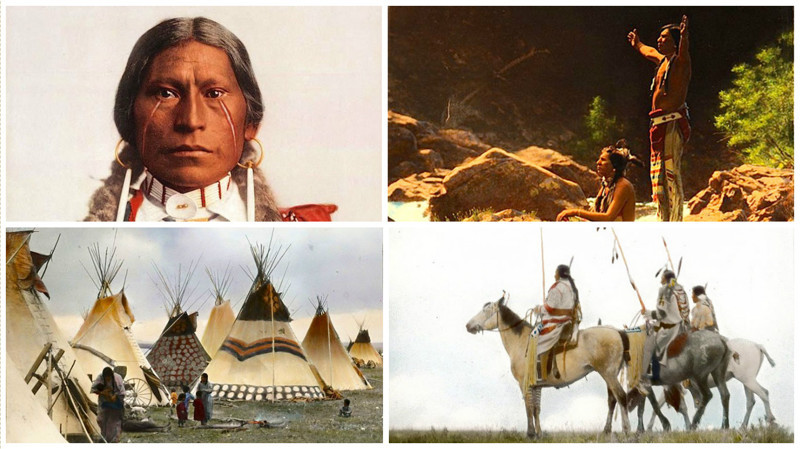 Цветные снимки конца XIX – начала XX века, на которых запечатлены коренные жители Америки