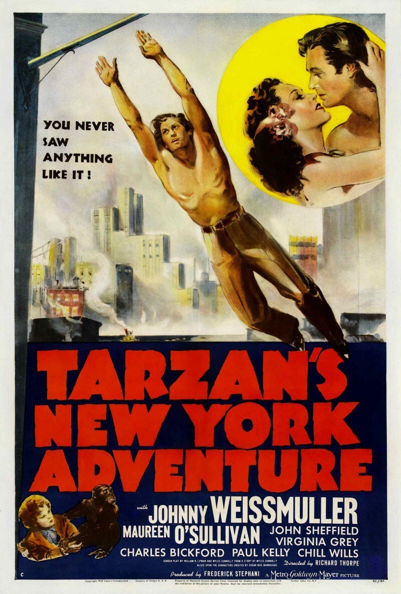 49. «Приключения Тарзана в Нью-Йорке» / Tarzan’s New York Adventure (США, 1942, в СССР - 1952, приключенческий фильм, реж. Ричард Торп) 39,7 млн.