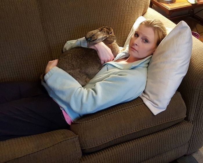 После смерти матери женщина нашла утешение в кроликах