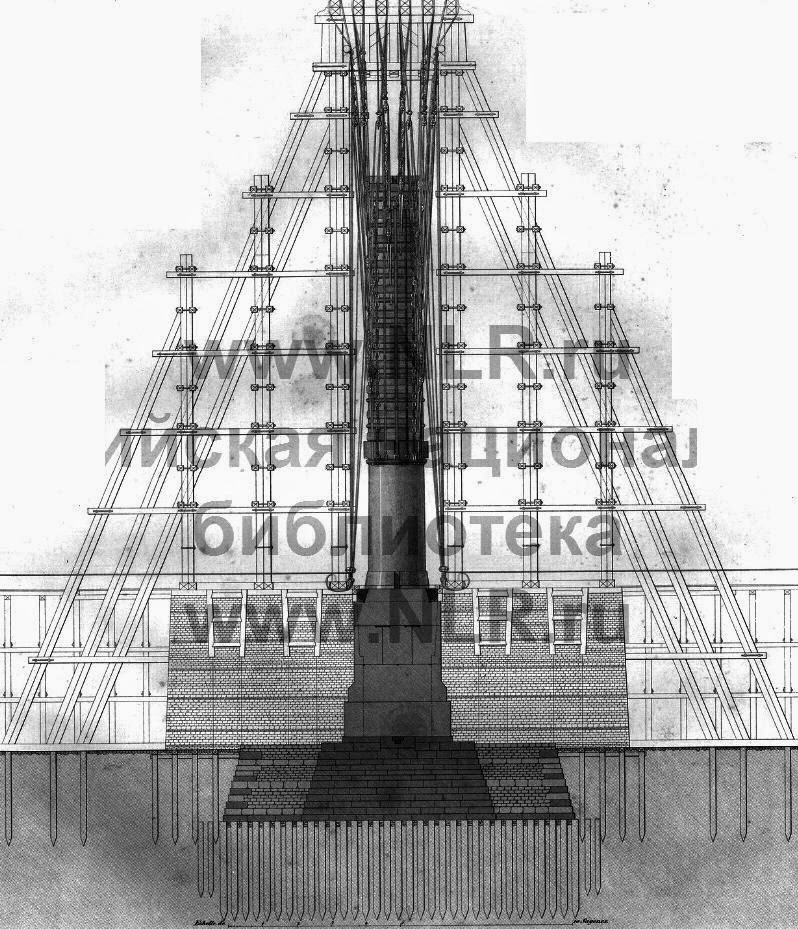 Таинственное циклопическое сооружение на месте Александровской колонны в начале 19 века 