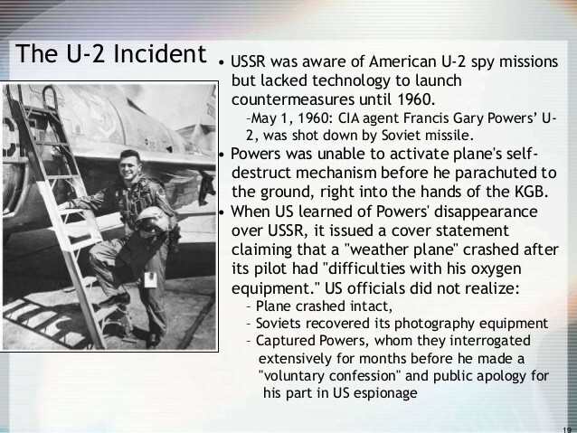 1960 — в районе Свердловска сбит американский самолёт-разведчик U-2, пилотировавшийся Фрэнсисом Пауэрсом.