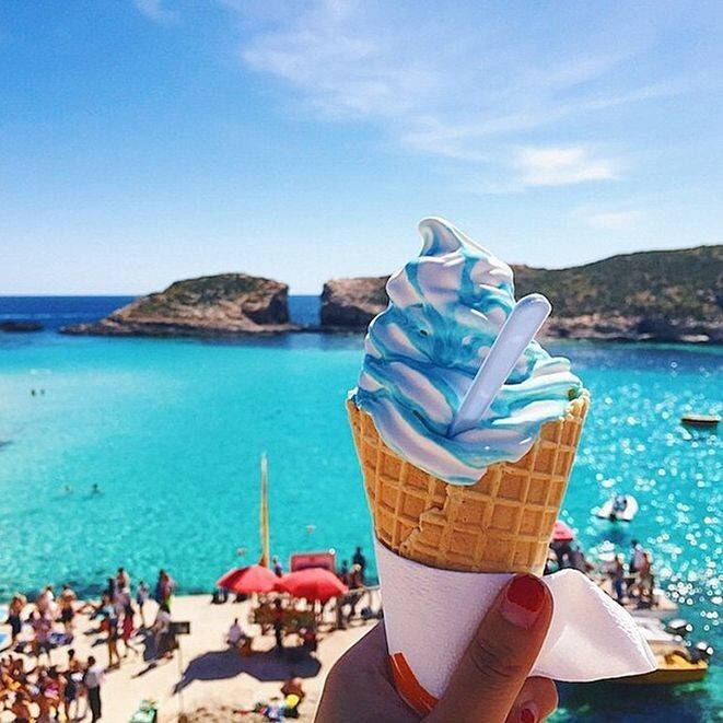 Голубое кокосовое мороженое, Мальта.